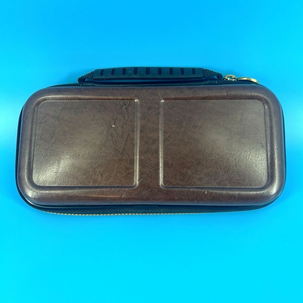Nintendo Switch Legend Of Zelda Breath Of The Wild Brown Leather Carrying Case - Picture 5 of 10